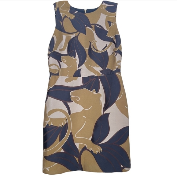 Ann Taylor Jungle Cat Jaguar Metallic Brocade Sheath Dress XS - Picture 6 of 8